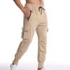 Men Elastic Waist Cargo Jogger Pants With Drawstring And Zipper Pockets