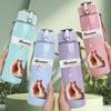 PC Hand Holding Wine Glass Minimalist Print 750ml Colorful Plastic Sports Water Bottle Leakproof Pop Up Lid with Straw for Outdoor Work Home Use