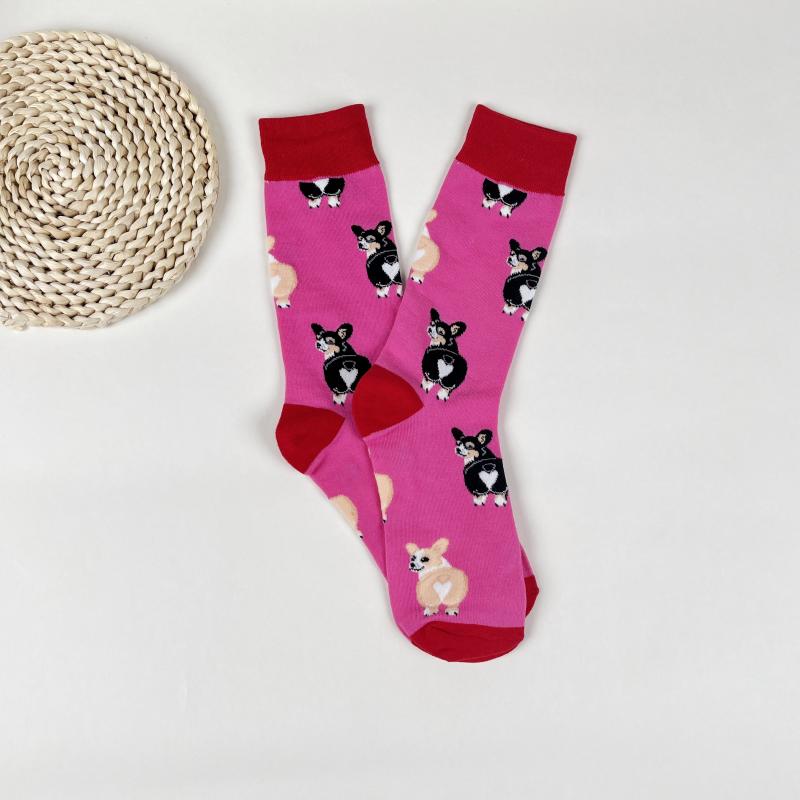 1 Pereche Șosete Medii Unisex cu Imprimeu Câine Corgi Drăguț de Desene Animate Potrivite În Toate Sezoanele Pentru Stradă Zilnică Sport