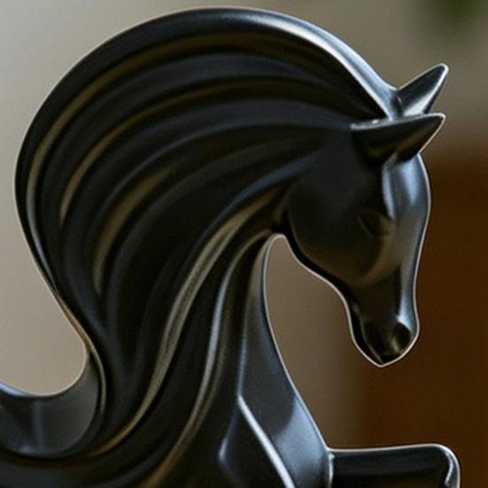 3D-Printed Prancing Horse Ornament for Success with Streamlined Stable Base Abstract European Artistic Decoration for Office or Living Room