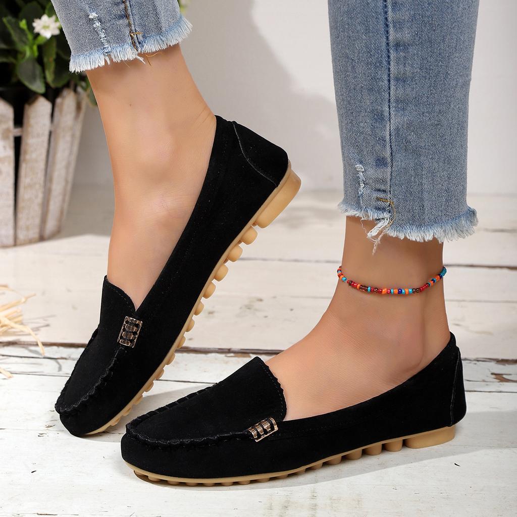 Damskie Wygodne Płaskie Buty Zamszowe Lekkie Wsuwane Mokasyny Duże Rozmiary Miękka Podeszwa Odporne na Zużycie Codzienne Buty Zapatos De Mujer