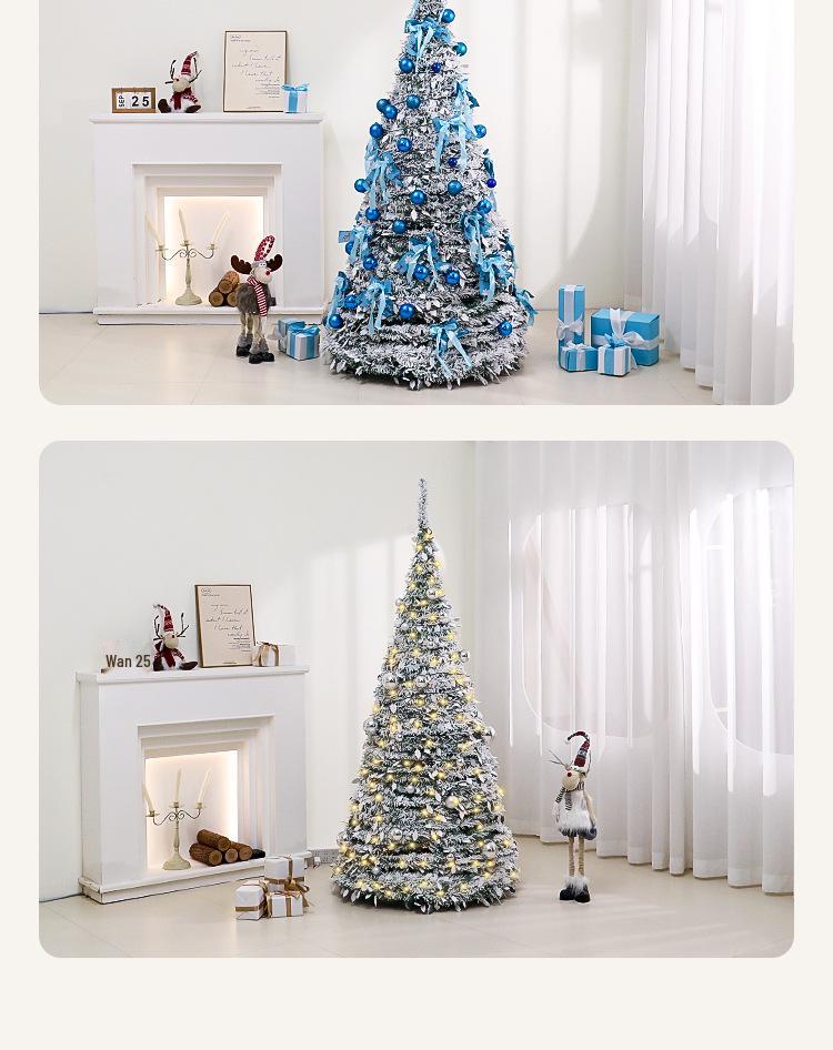 Luminous 1.8m Flocked Snow-Falling Retractable Christmas Tree for Home or Mall Decoration
