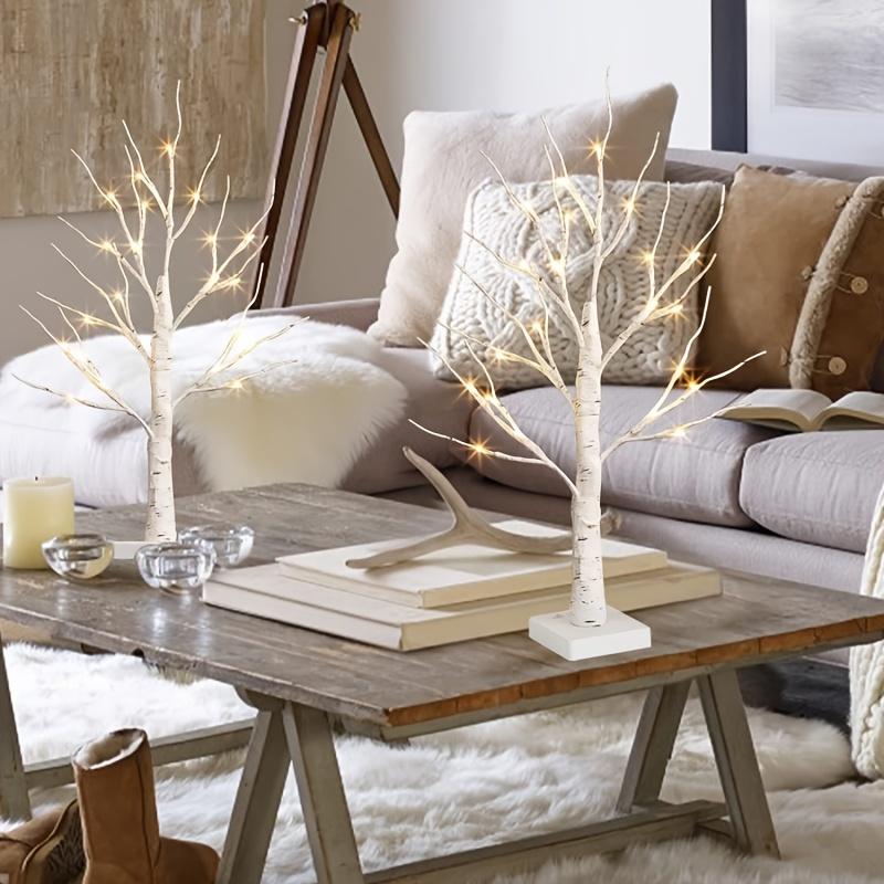 Varmvit LED Björkträd för Heminredning - USB/Batteridriven Mini Konstgjort Träd med Ljus för Bröllopsdekorationer