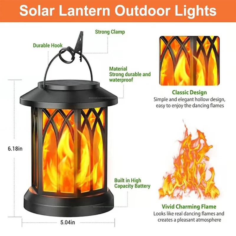 Dancing Flame Solar Light For Outdoor Solar Lantern Outdoor Flame Lamp Clip Lantern Landscape Pendant Lamp Outdoor Solar Lights