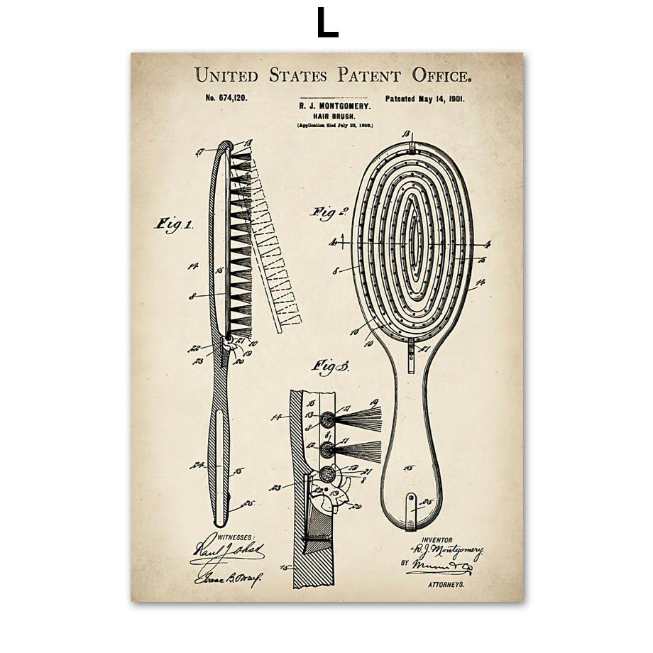 Fashion Makeup Patent Mascara Blueprint Wall Art Print Canvas Painting Nordic Poster Wall Pictures Beauty Salon Shop Room Decor