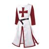Medieval Vintage Cross-print Long Tunic Men's Costume Robe Belt Classic European-style Stage Festival And Halloween Costume