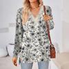 Womens Tops Loose V-neck Contrast Color Split Loose Long Sleeve T-shirt Women's Tops