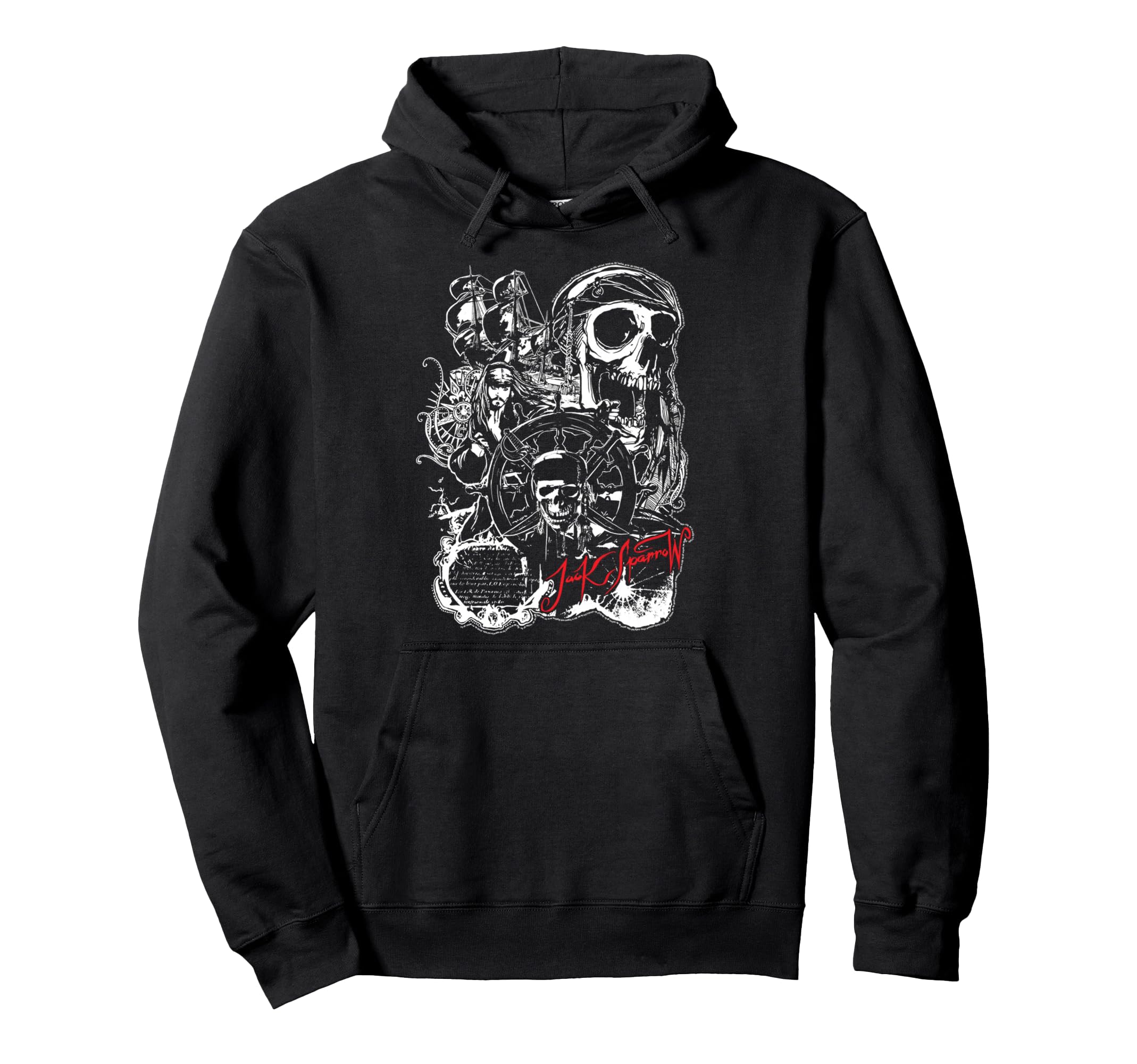 Disney Pirates of the Caribbean Jack Sparrow White Outline Hoodie