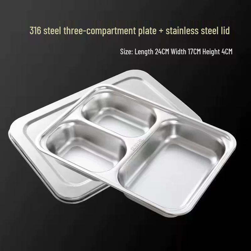 HANDUNYOU 316 Stainless Steel Divided Meal Plate