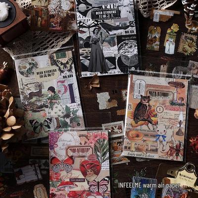 Infeel.Me Retro Literarische Insel Bergwind PET Stickerbuch - DIY Dekorationssticker (20 Blatt/4 Designs)