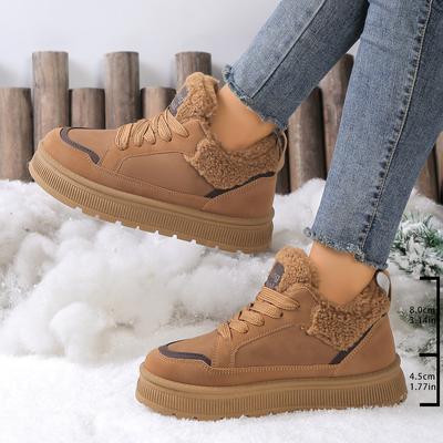 Neue Winter Damenstiefel mit runder Zehenpartie und dicker Sohle, modisch, lässig, bequem, warm, Baumwollschuhe, Damen-Stiefeletten