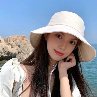 Bucket Hat with Hand-Knotted Bow Decoration Flat Dome Wide Brim Women Fisherman Hat Summer Outdoor Sun Protection Hat