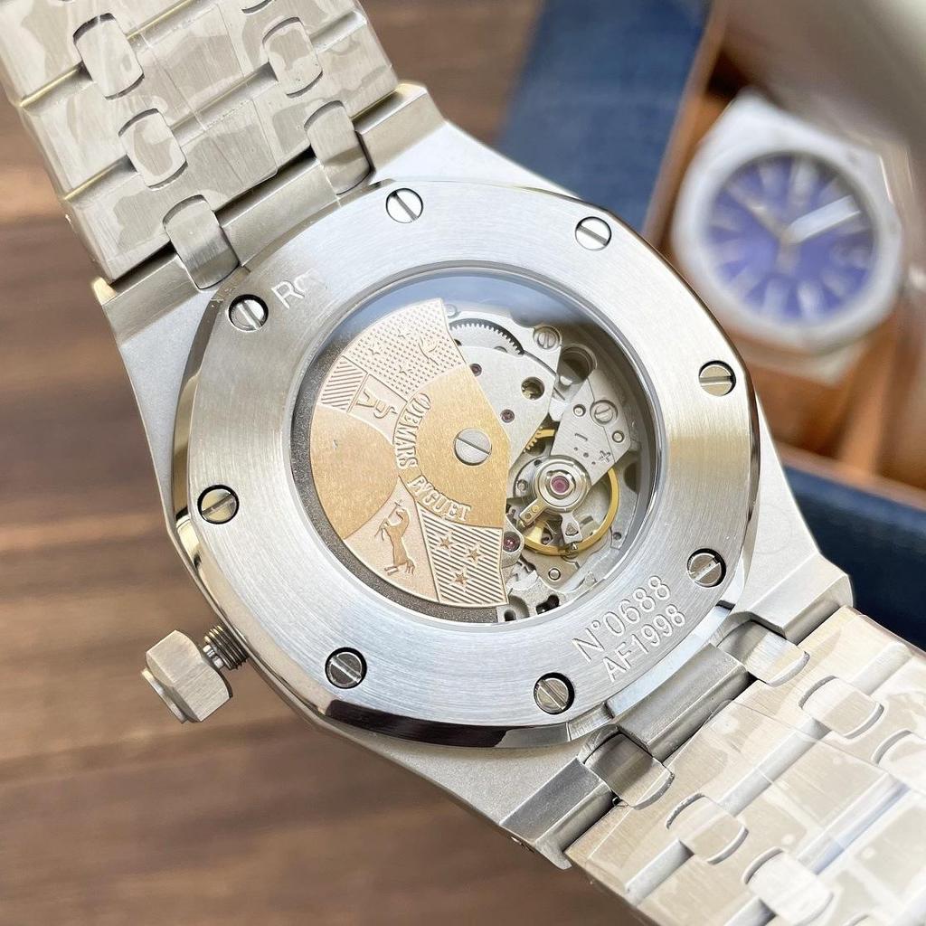 AP Royal Oak Automatik Leuchtende Herren-Stahl-Armbanduhr mit Sichtboden