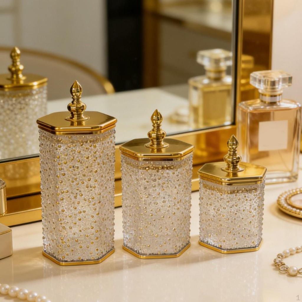 Set of Storage Jars with Lids, Food Containers, Kitchen Storage, Airtight Sealing , Decorative,