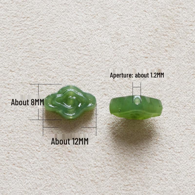Hetian Jade Spinach Green Crystal Auspicious Cloud DIY Jewelry String