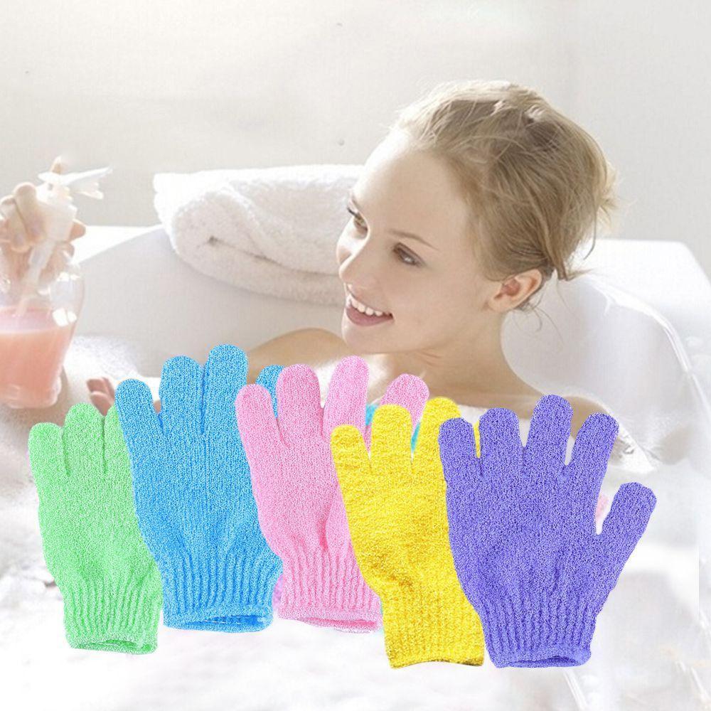 Exfolierande Badhandskar med Fem Fingrar Fuktgivande Bad Rengöringshandskar Badrum Spa Produkter
