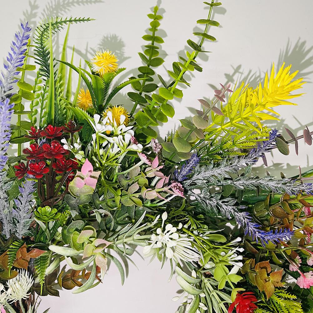 Spring Wildflowers Wreath for Front Door Dried Flower Artificial Wreath Hanging for Home Mall Wedding Decoration