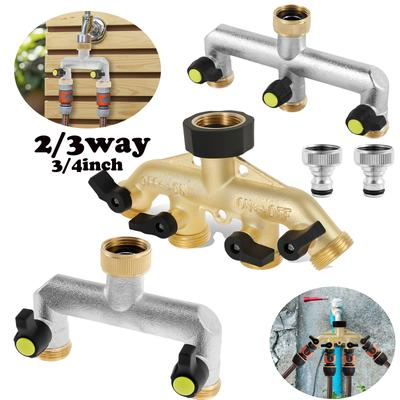 2/3/4Way Tap Water Distributor Heavy Duty Brass Garden Hose Splitter 3/4 Inch Water Connection Distributor for Home,Yard/Washin