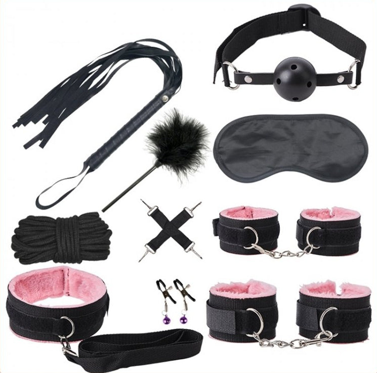 Kit Sm Bondage Push 9 Pieces Black-pink - Generic - SM Kit