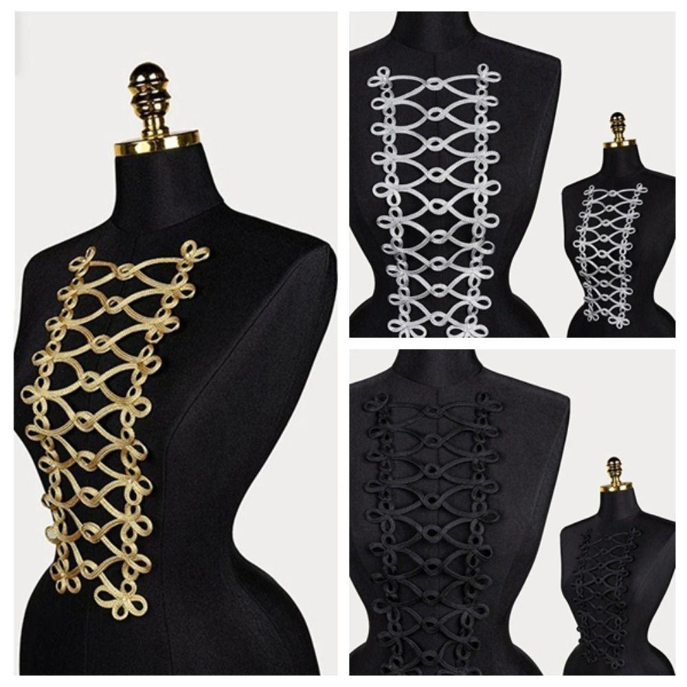 Large Size Clothing Applique Gold Cord Clothing Applique Patches Neckline Embellishment