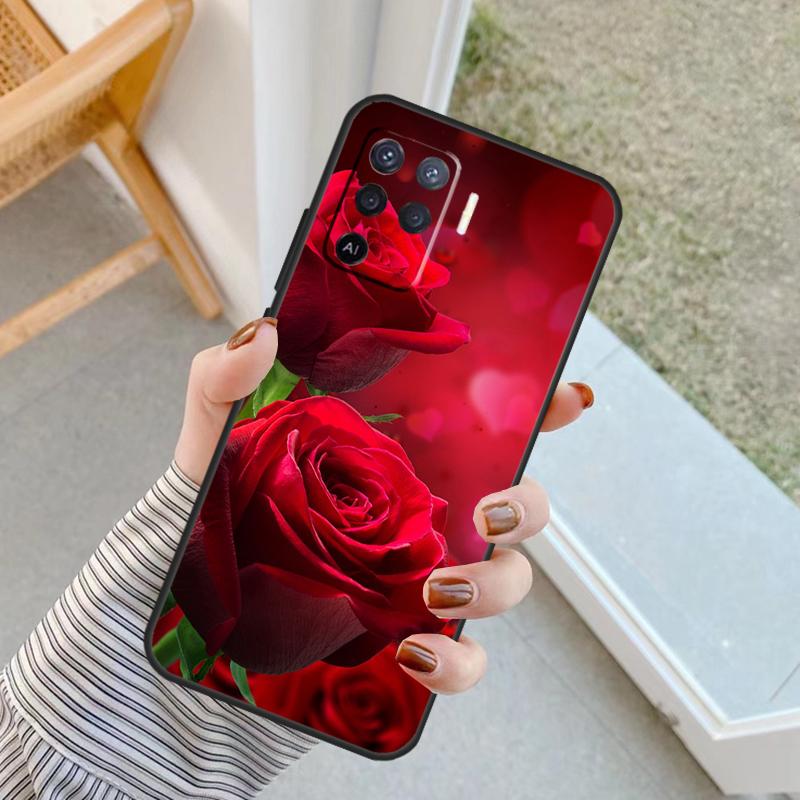 

Bright Red Roses Flowers Case For Oppo A94 A74 A54 A80 A60 A40 A18 A38 A58 A78 A98 A96 A76 A16 A15 A17 A57 A77 A5 Pro OPPO A17