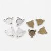 50pcs 8mm and 10 Mm Inner Size Antique Bronze And Silver Plated Three Loops Style Cabochon Base Cameo Setting Charms Pendant
