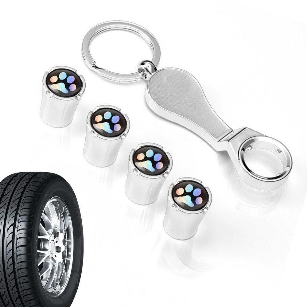 Tire Air Valve Cap Zinc Alloy Tire Pressure Caps Car Tire Valve Caps Footprint Patterns Anti-Theft Dust Caps Air Tire Caps For