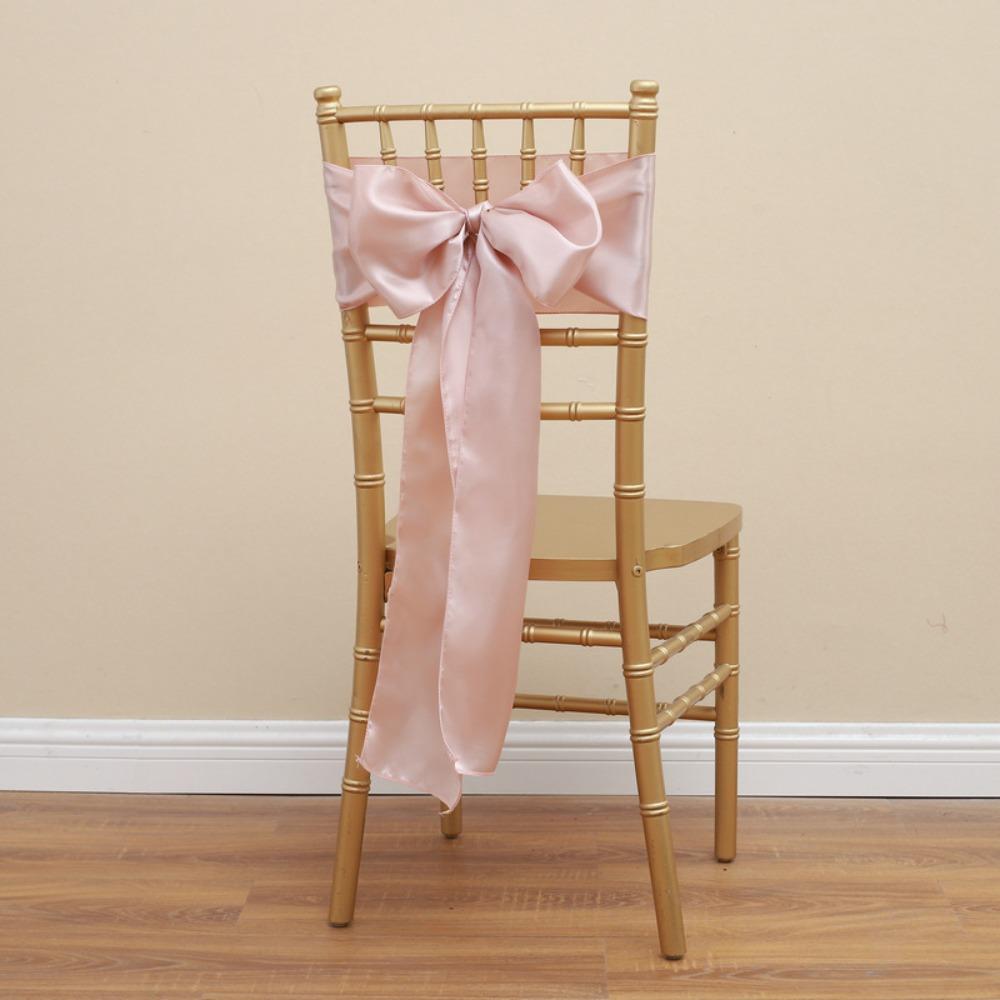 5pcs Vintage Bow Chair Cover 275cm Chair Back Ribbon Satin Wedding Chair Sashes  Baby Shower