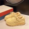 European Station Women's Shoes 2025 Autumn European Goods Round Head Lace-up Standard Size Muffin Bottom Casual Sports Shoes Puff Bread Shoes