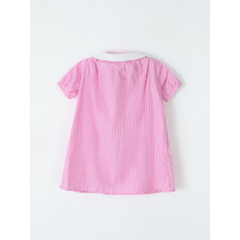 Children'S College-Style Fashionable Plaid Short-Sleeve Woven Cotton Summer Dress