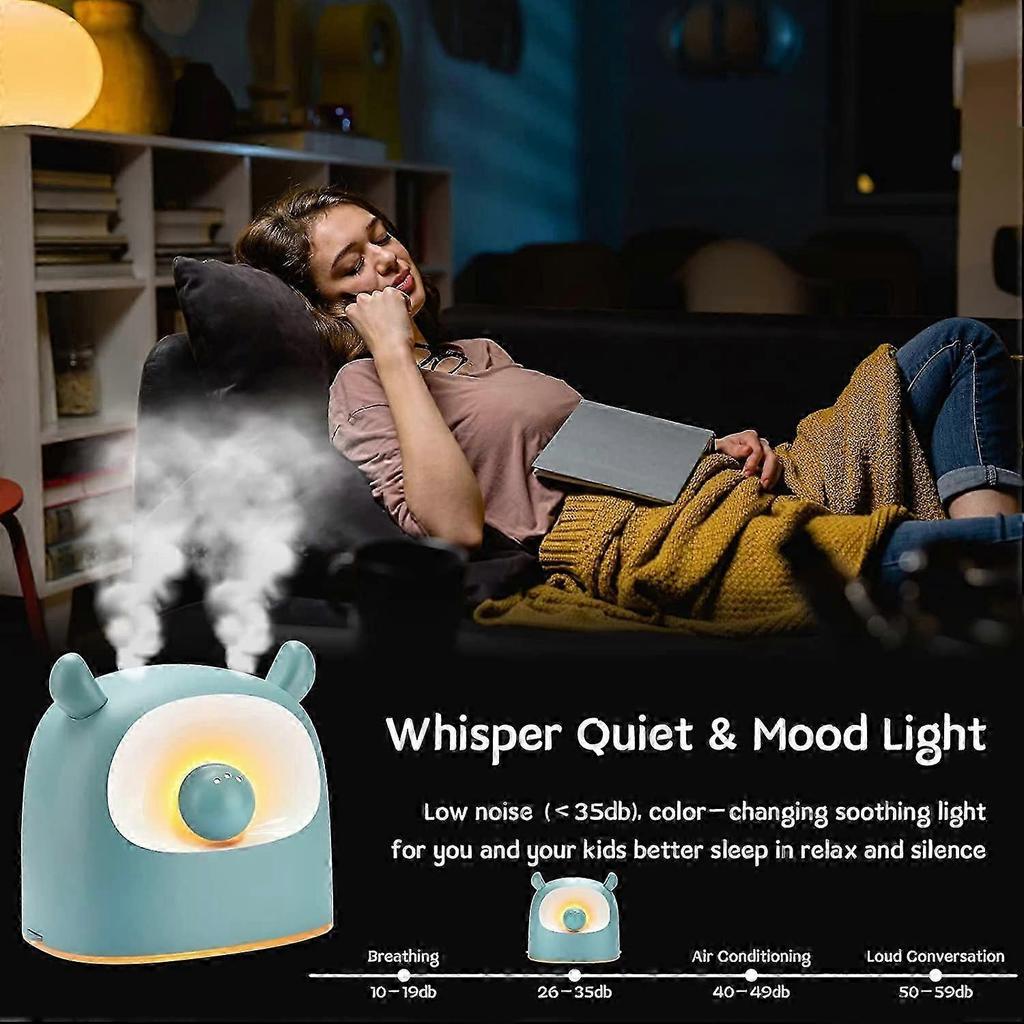Humidifier 500ml Bedroom Humidifier Cool Mist Air Humidifier with Night Light and Essential Oil Diffuser, USB Mini Home Plant Humidifier