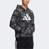 Adidas Aop Hoodie Casual Sport Pullover Men Tops Carbon-Black GT6483
