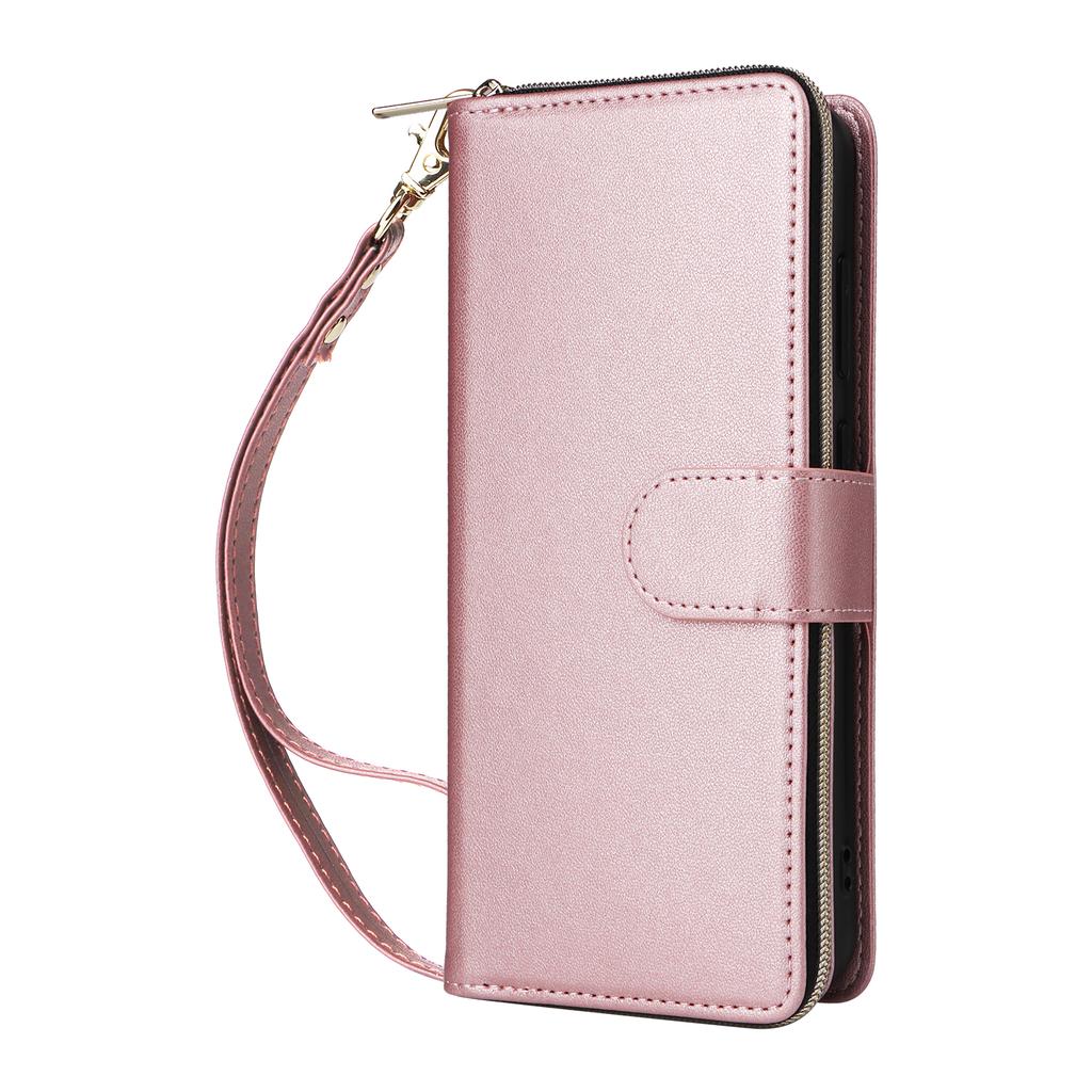 For Samsung Galaxy S25 FE Case 9 Card Slots Zipper Pocket PU Leather Phone Cover with Wrist Strap