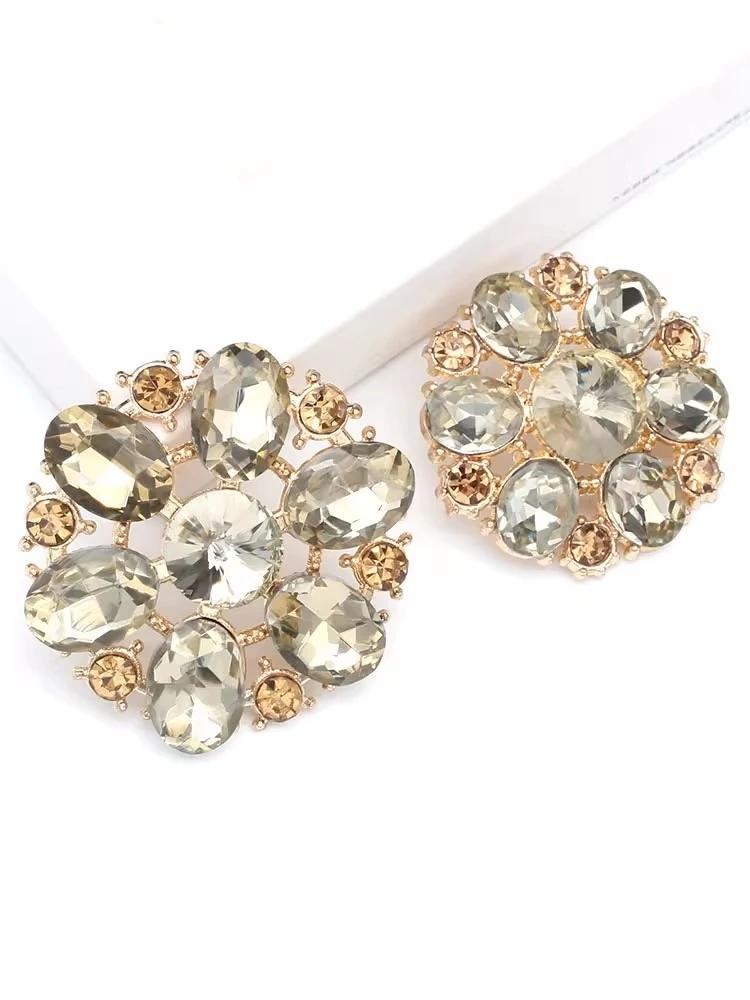 1pcs Luxurious Glass Rhinestone Buttons Fur Coat with Men's and Women's Decor Accessories Hollow Design Metal Sewing Button