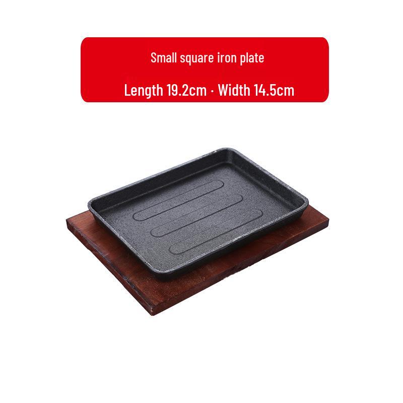 Commercial Cast Iron Round Griddle Pan for BBQ and Gas Grill - Rectangular Steak Plate