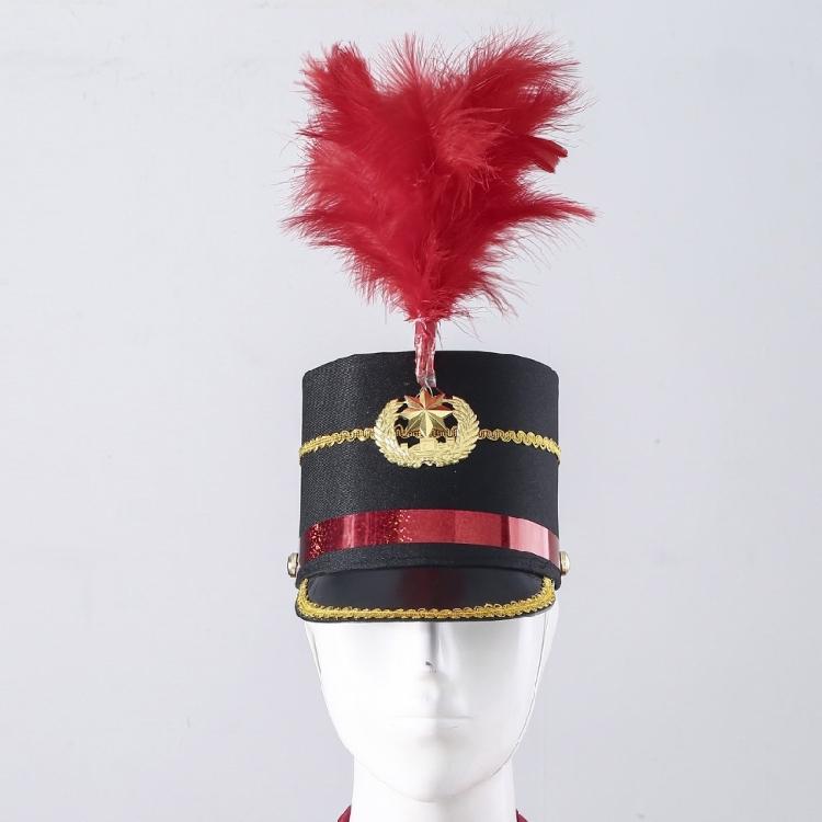 Halloween Drum Majors Hat with Feather European Style Vintage Honor Guard Hat