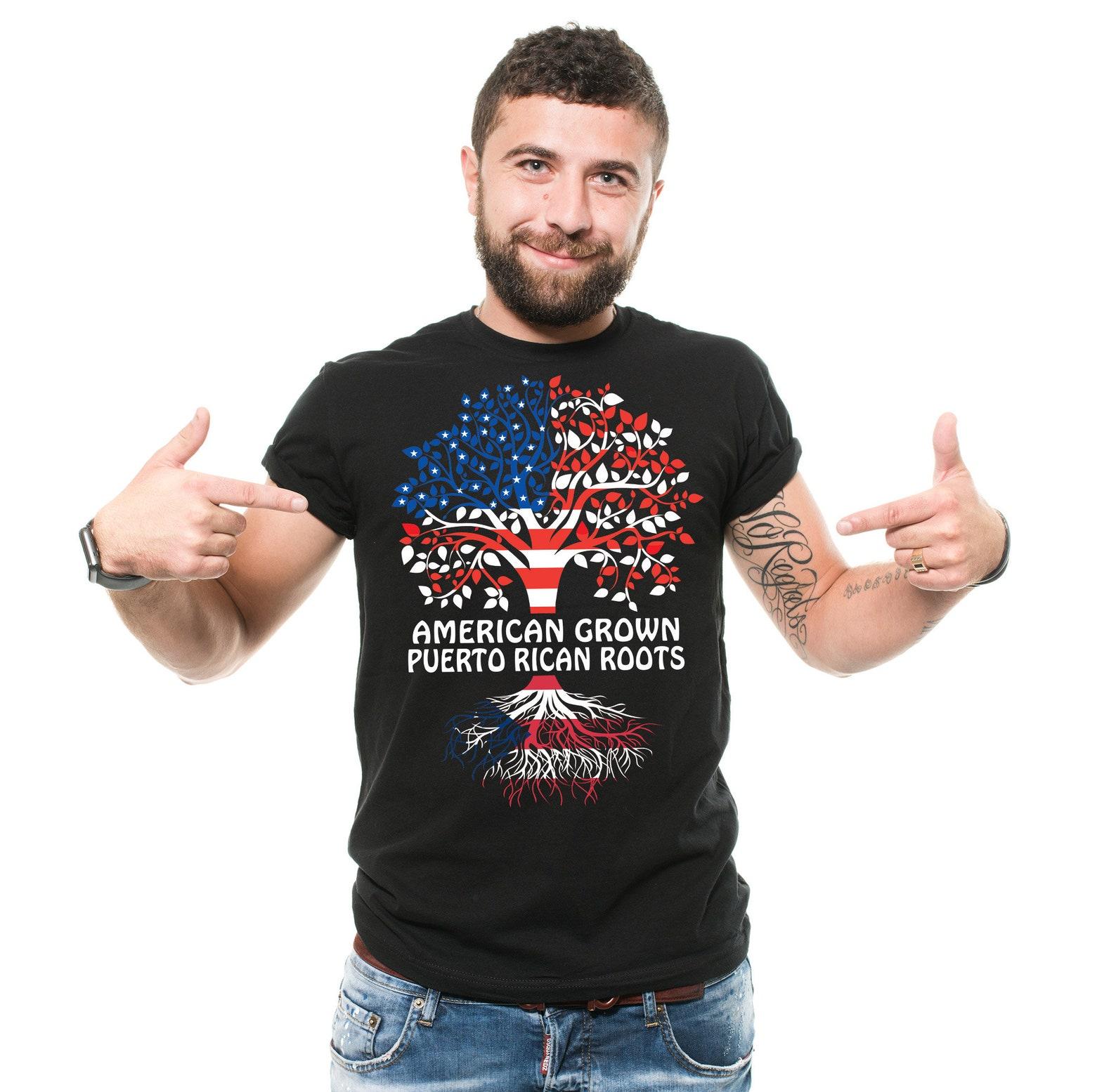 American Grown Puerto Rican Roots T-Shirt: Patriotic Gift 3XL