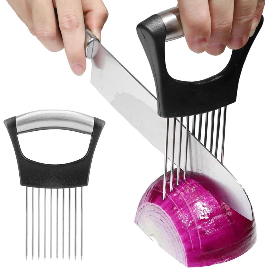 Onion Holder for Slicing, Lemon Slicer Onion Cutter for Slicing, Vegetable Cutter for Potato and Tomato, Avocados, Eggs, Food Slicer Assistant Tool