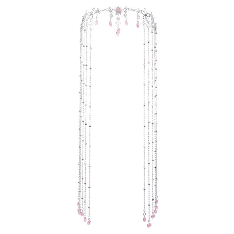 Bangs Flower Tassel Hairpin - Ancient Style Bindi Ornament for Retro Fairy Hanfu Look