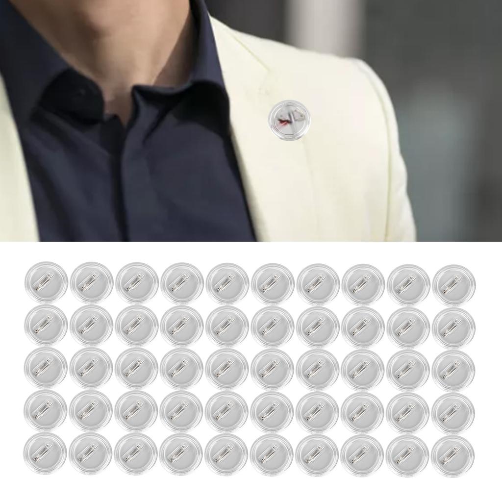 50PCS 3.8in Acrylic Badge Clear Picture Photo Button Pins for Craft Supplies School Projects