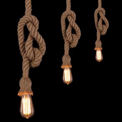Lampada in corda di canapa per ristorante, bar, personalità, creativa, retrò, pastorale(Senza lampadine)