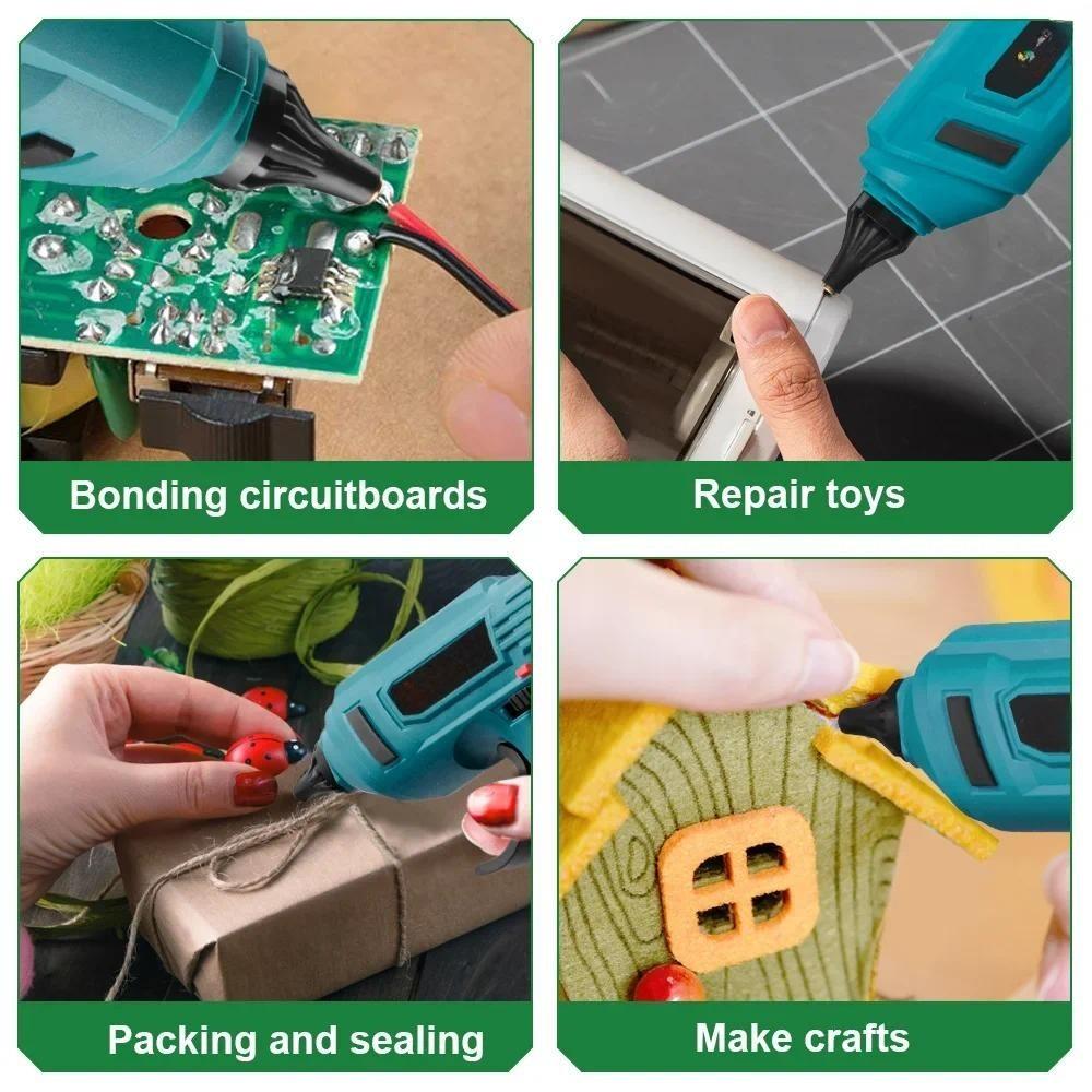 100W Cordless Electric Hot Melt Glue Gun 11mm Glue Stick Anti-scald Nozzle Rechargeable DIY Repair Tool