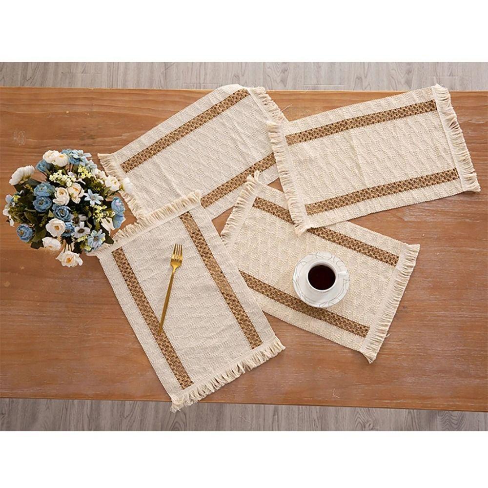 1 Stück Natürliche Baumwolle Leinen Jute Platzset 30x50cm Tischset für Zuhause Essen Hochzeitstafel