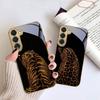 Leopard Background Black For Samsung Galaxy S26 S20 FE S21 S22 S23 Plus S24 Ultra S25Ultra S21+  S22Plus Golden Glass Phone Case