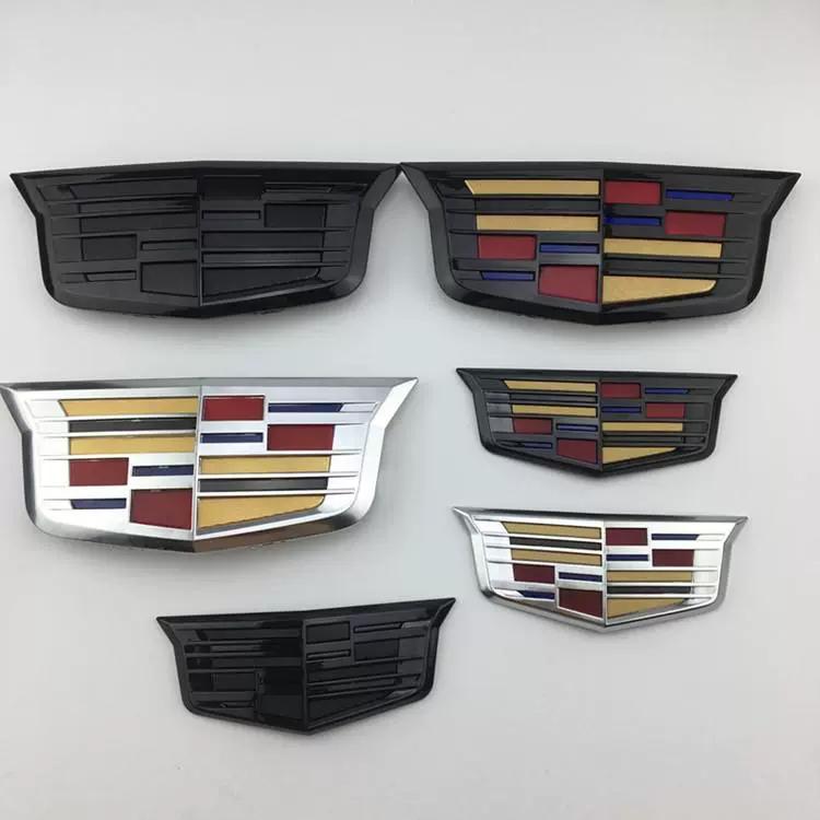 For Cadillac XT6 2Pcs ABS Car Front Logo Emblem Styling Cover Rear Trunk Badge Emblems Sticker Exterior Accessories