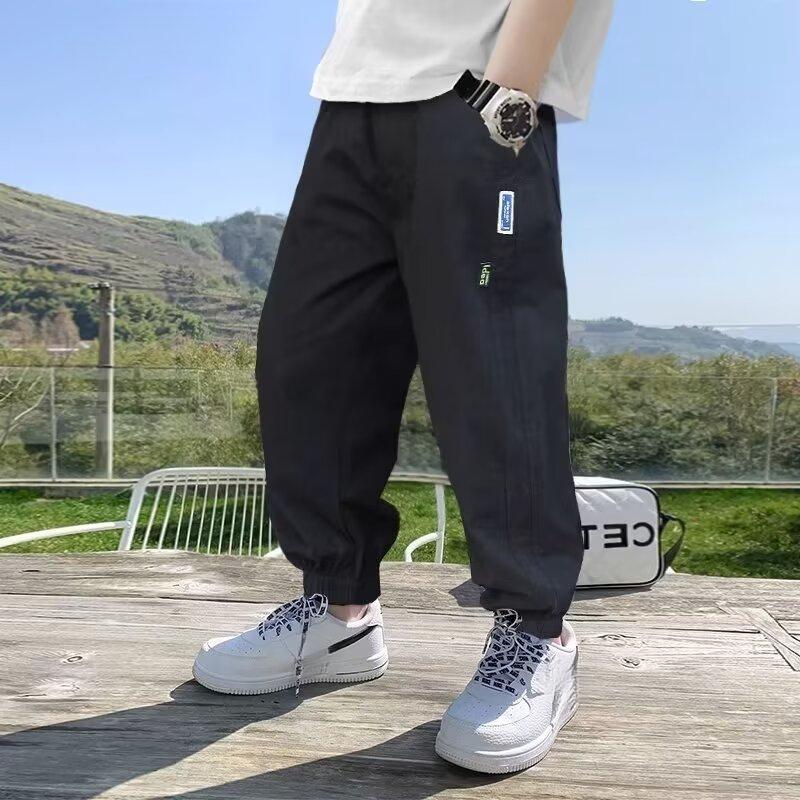 Boys Trousers Winter Casual Straight Loose Drawstring Trousers 120 чёрный