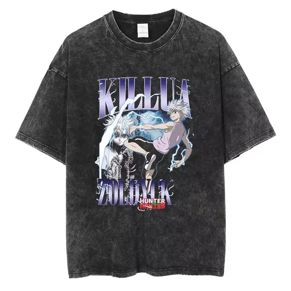 Killua Zoldyck Hunter X Hunter Manga Graphic Tshirt Men Women Clothes Oversized Washed Cotton Tshirt Short Sleeve Tees Tops