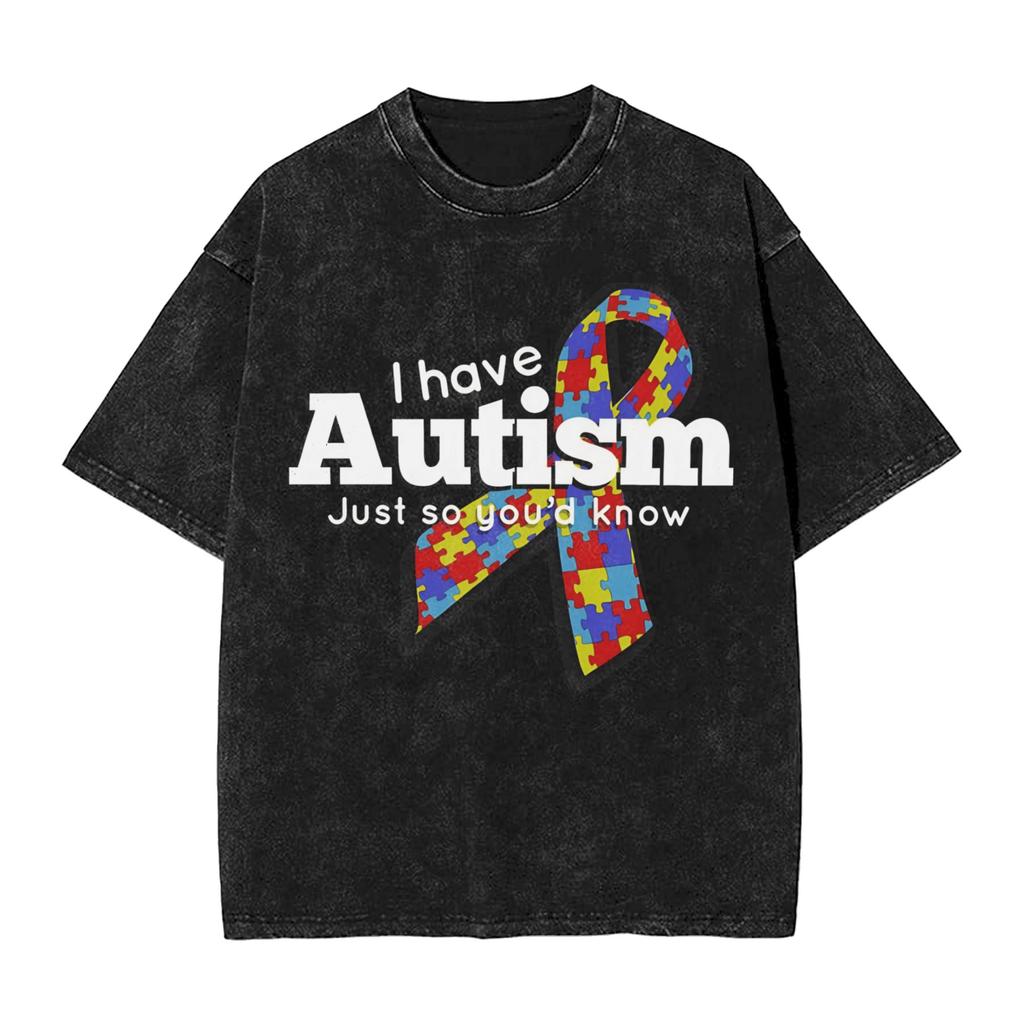 Please Be Patient I Have Autism T Shirts Hip Hop Washed High Street TShirts Vintage Unisex Women Streetwear Graphic Tees