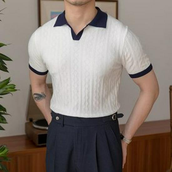 Men's Ice Silk Mesh Polo Shirt - Short-Sleeved, Lightweight, Summer Top with Shirt Collar