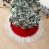 Snowflakes Fringe Side Christmas Tree Skirt 120Cm Edging Christmas Tree Bottom Apron Ornament